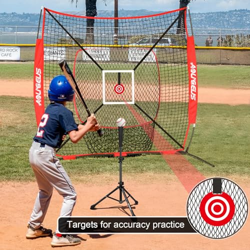 6'X6' Baseball Softball Practice Net with Batting Tee and Ball Caddy N866