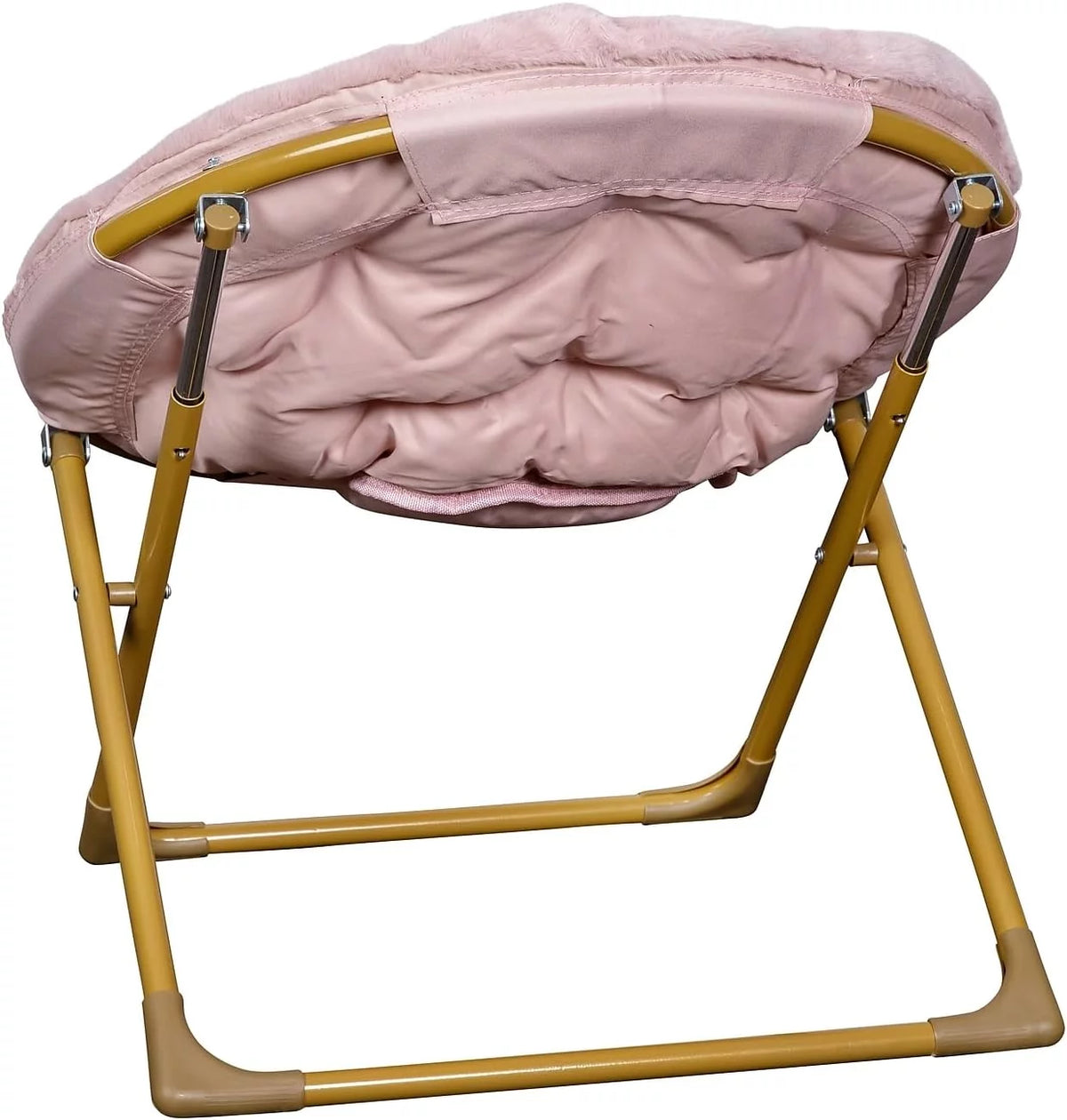 Blush Faux Fur Folding Saucer Chair I554