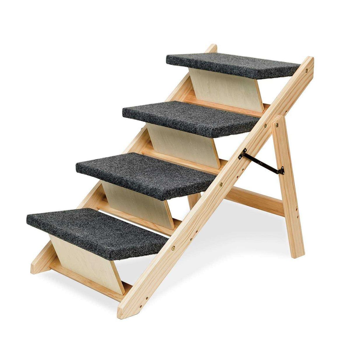 Foldable 4 Levels Wooden Pet Stairs & Ramp J76795