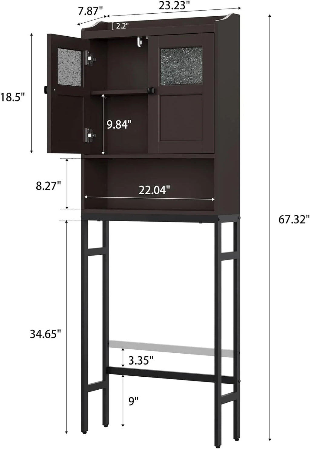 Over The Toilet Storage Cabinet with 2 Doors and Adjustable Shelf E881953