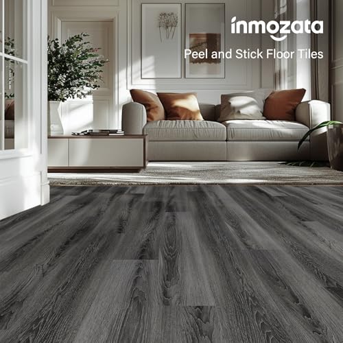 Peel and Stick Waterproof Vinyl Flooring 36-Pack Deep Gray D223