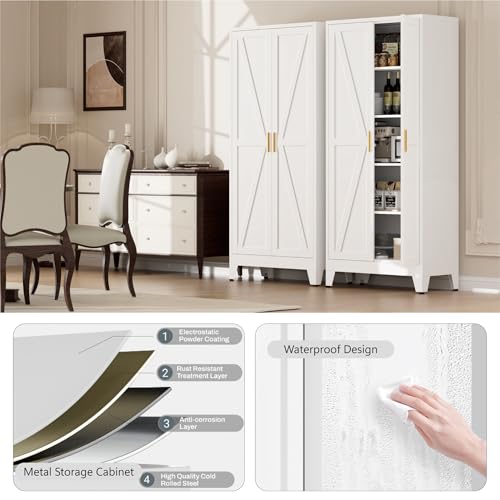71" Metal Pantry Cabinet with 2 Doors and 4 Adjustable Shelves A3097