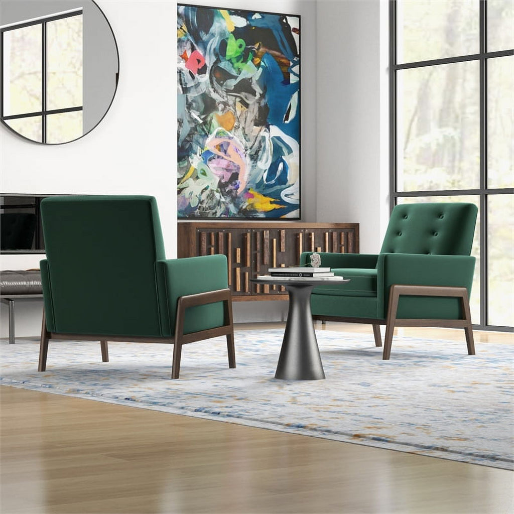 Green Velvet Tufted Accent Armchair Set of 2 W2965