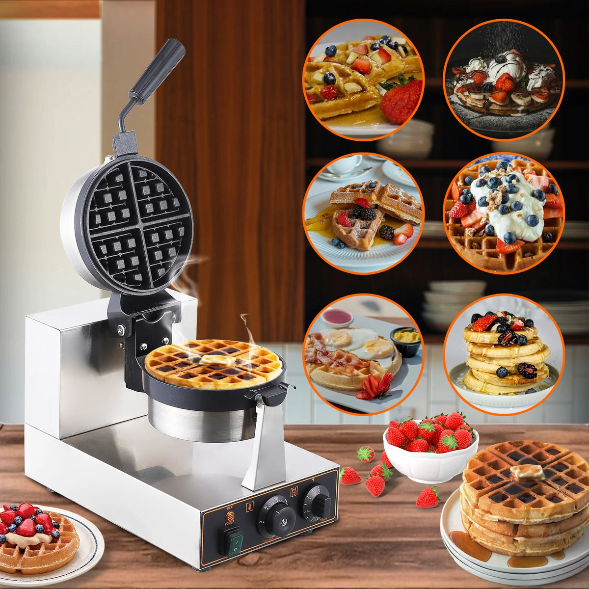 1200w Non-Stick Waffle Maker with Detachable Drip Tray P635