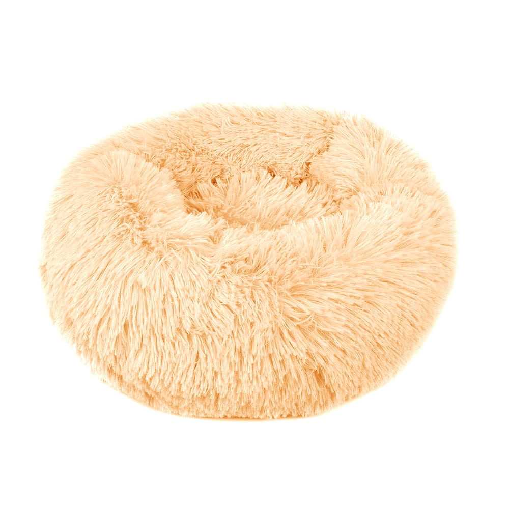 Round Plush Donut Pet Bed Warm Fur Cuddler Cushion Y311815