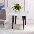 24" Square White Marble Side Table with Metal Legs M882493