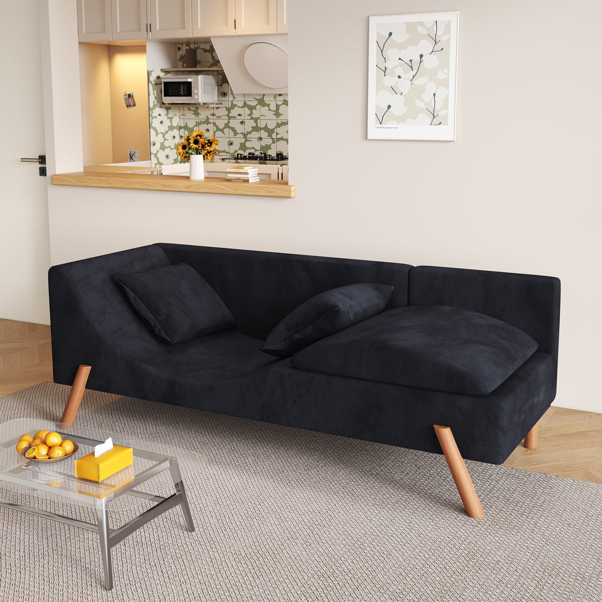 Convertible Multifunctional Chaise Longue Loveseat Sofa V3933