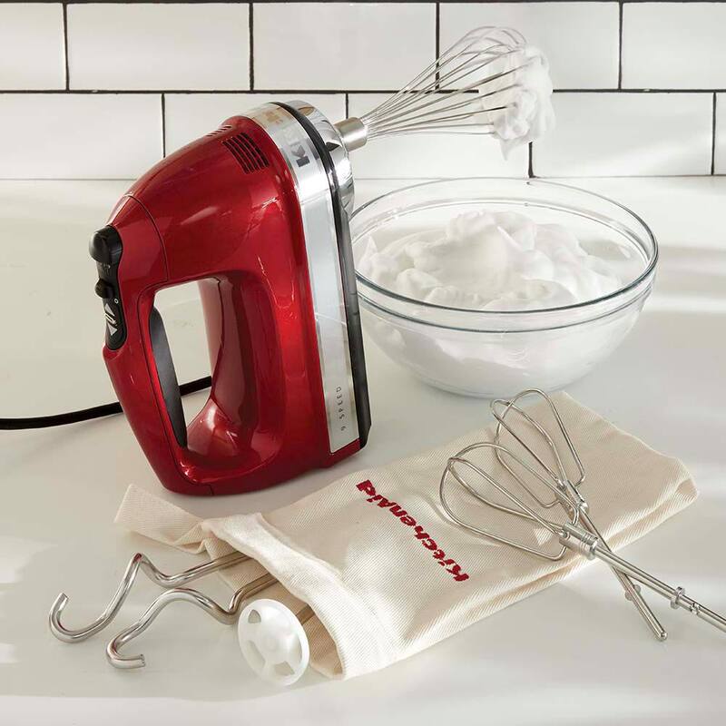 Candy Apple Red Hand Mixer with Beater and Whisk Attachments A269