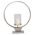 Large Hammered Metal Round Ring Pillar Candle Holder T858