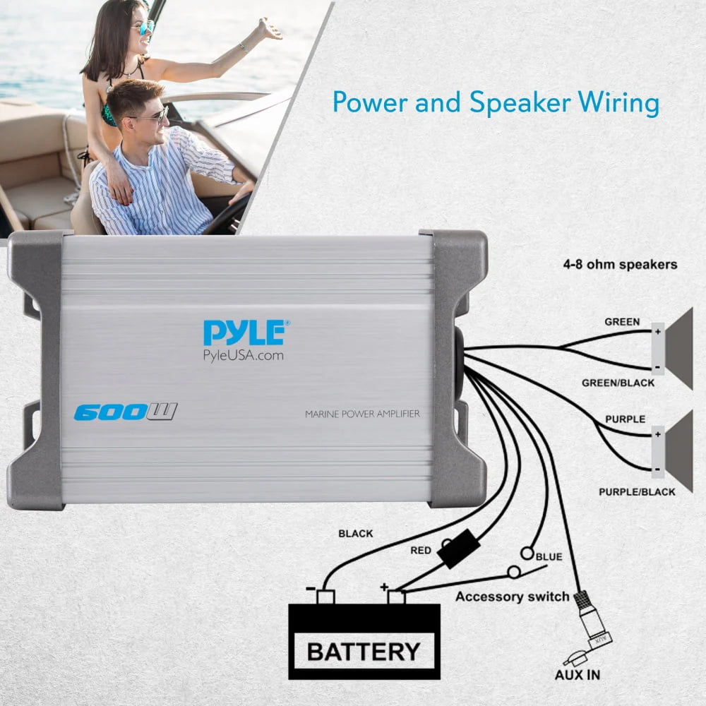 Waterproof 600 W 2 Channel Marine Power Amplifier R123