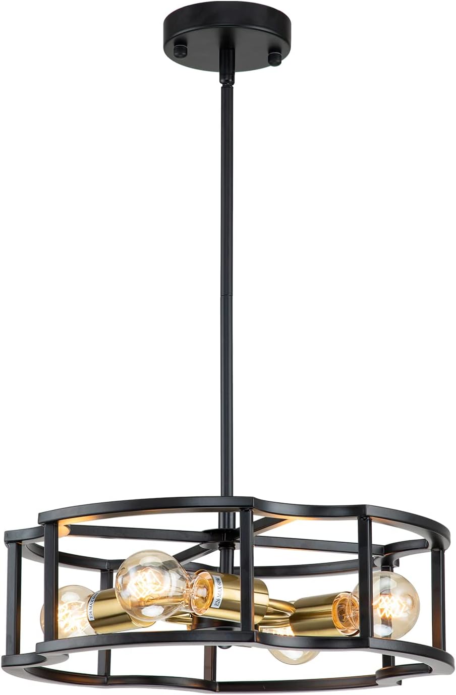 4-Light Black Drum Ceiling Chandelier I401791