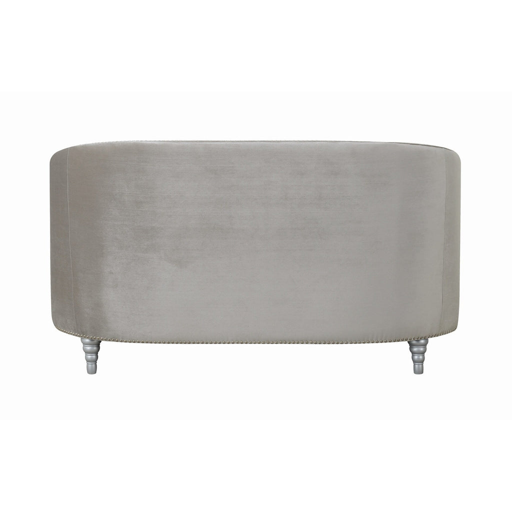 Grey and Silver Tufted Sloped Arm Loveseat R906