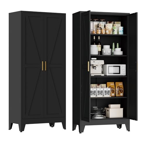 71" Metal Pantry Cabinet with 2 Doors and 4 Adjustable Shelves A3097