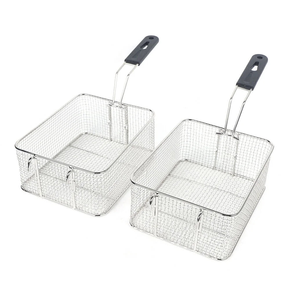 12.7QT Stainless Steel Deep Fryer with Frying Baskets and Lid O5859