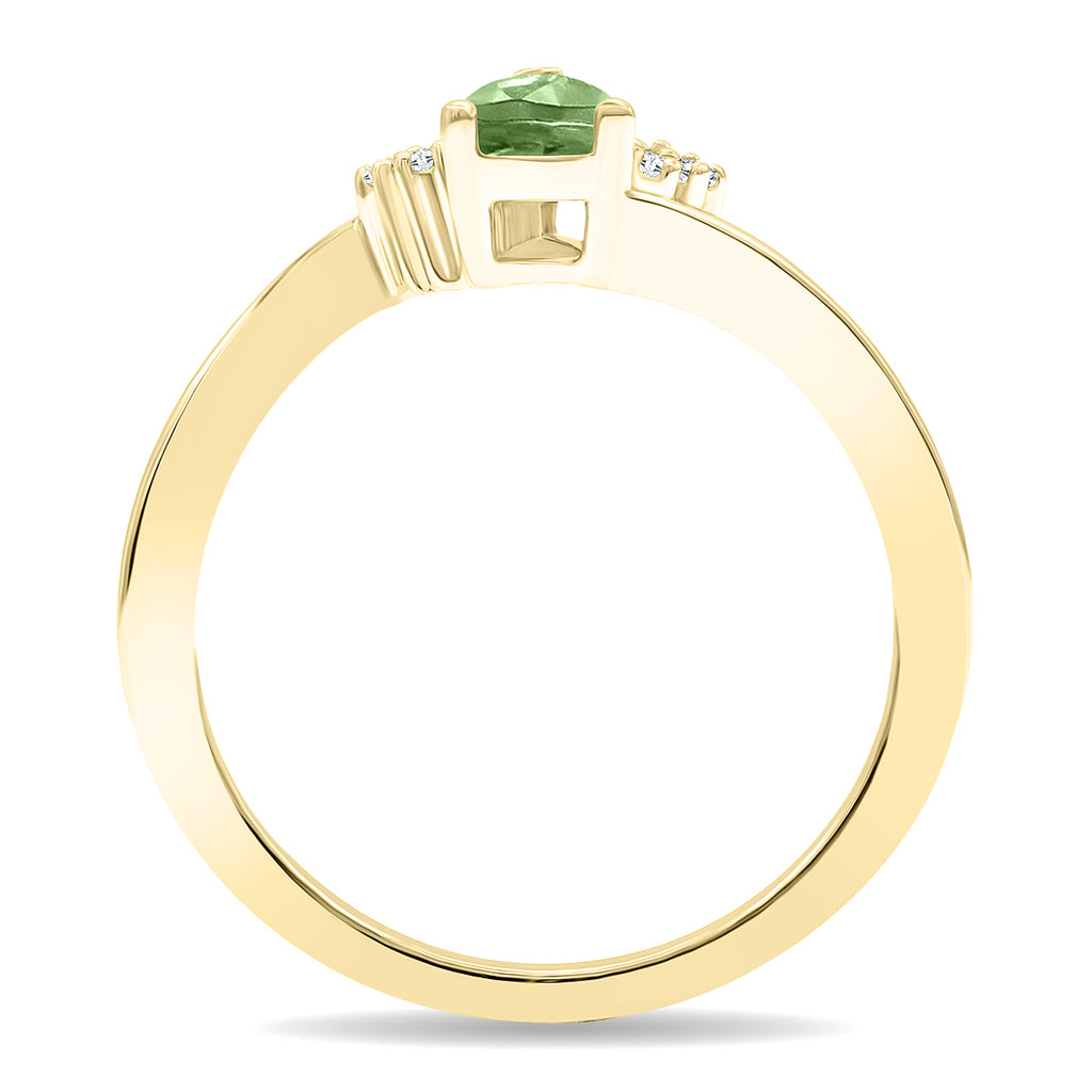 Green Amethyst and Diamond Ring in 10K Yellow Gold T933