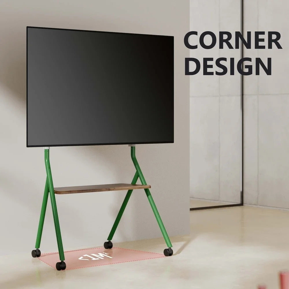 Mobile TV Stand for 55 60 65 75 78 Inch TV with Wooden Storage Shelves Z700395
