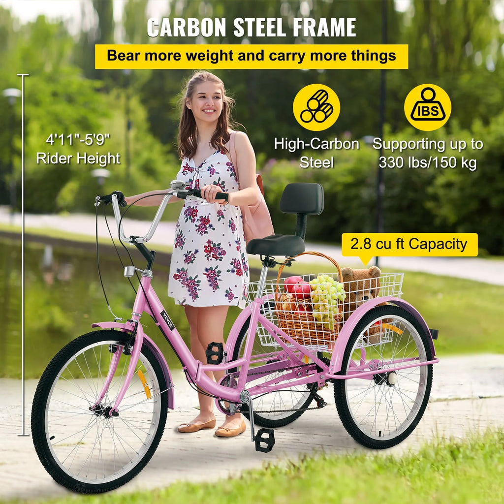 Foldable 7-Speed Adult Tricycle with Basket R21547