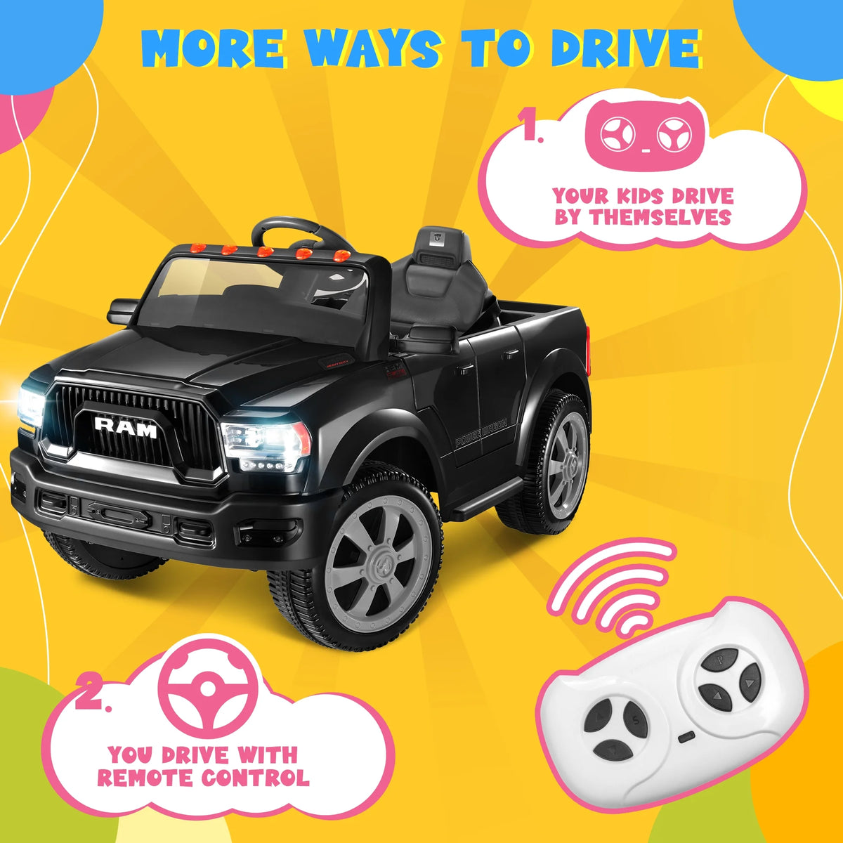 12V Powered Ride On Truck Car with Parents Remote Control, Red P3049