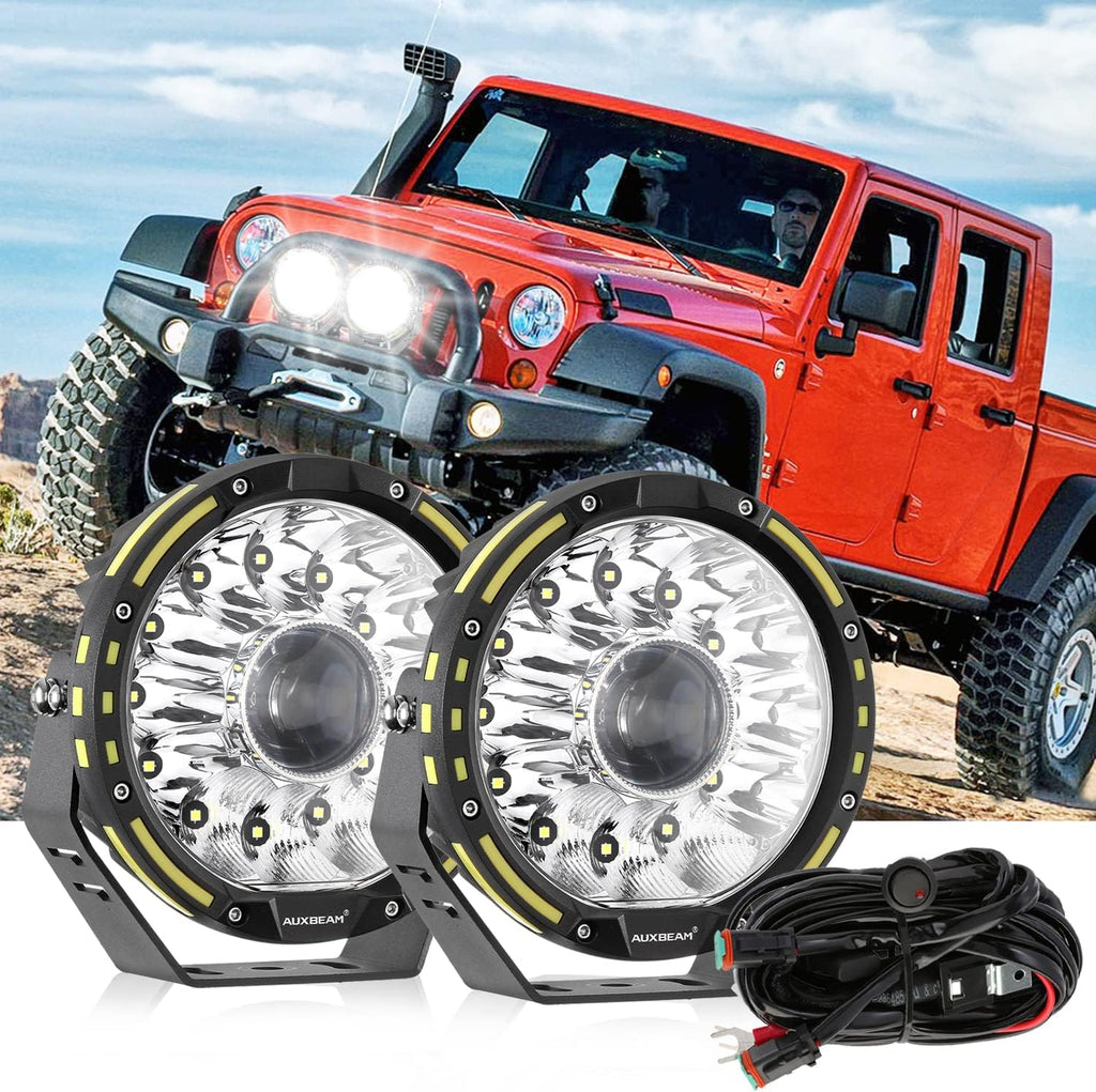 Round LED Offroad Lights, 7Inch 230W LED Driving Lights, Spot & Flood Combo Work Lights W1075