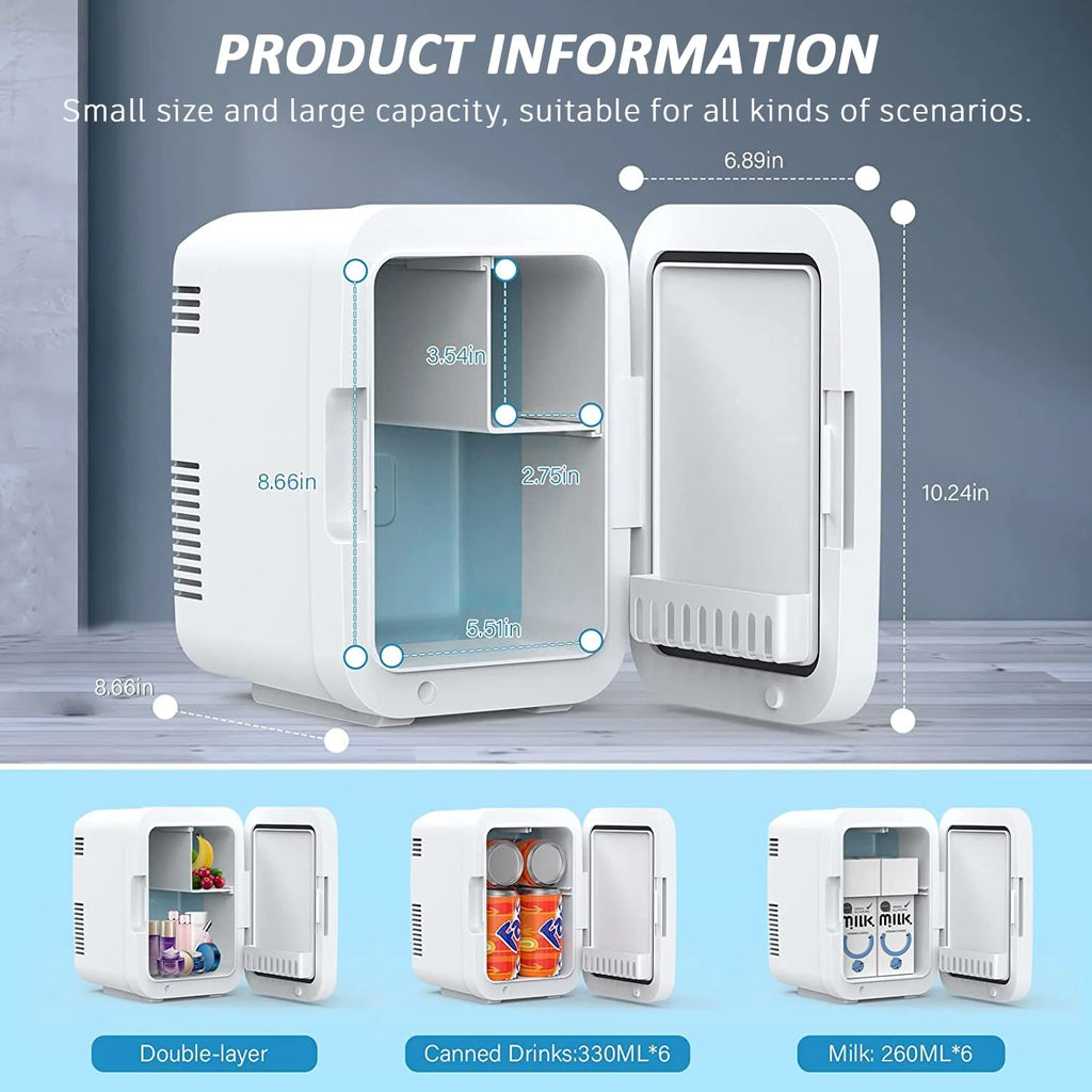 Mini Fridge with LED Mirror Door, White C917131