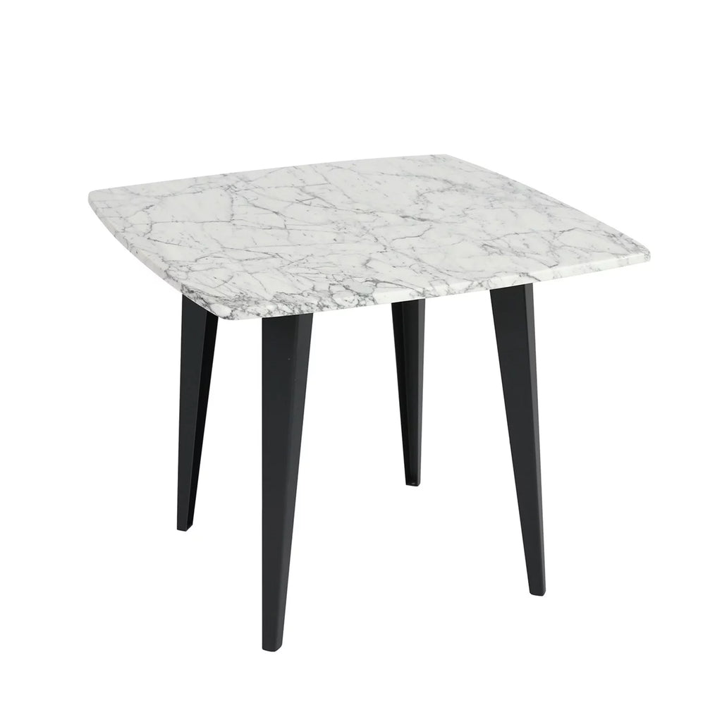 24" Square White Marble Side Table with Metal Legs M882493
