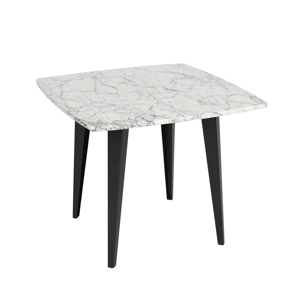 24" Square White Marble Side Table with Metal Legs M882493