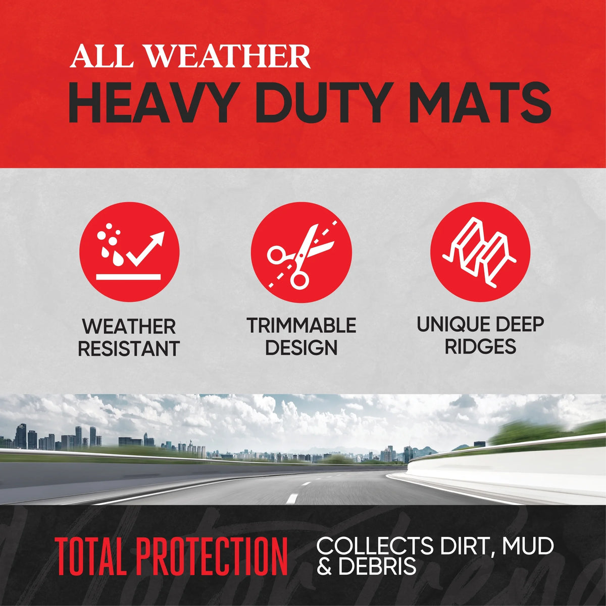 3pc Rubber Floor Mats for Car SUV All Weather N879566