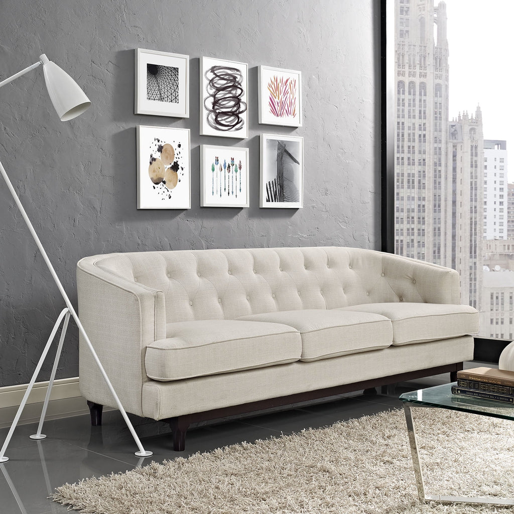 Beige Upholstered Fabric Sofa A370002