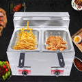 12.7QT Stainless Steel Deep Fryer with Frying Baskets and Lid O5859