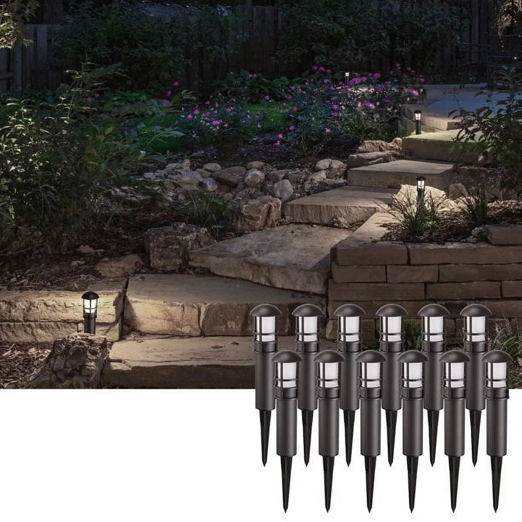 12 Pack 3W 12V Low Voltage Waterproof LED Landscape Lights 4000K Cool White B223900