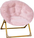 Blush Faux Fur Folding Saucer Chair I554