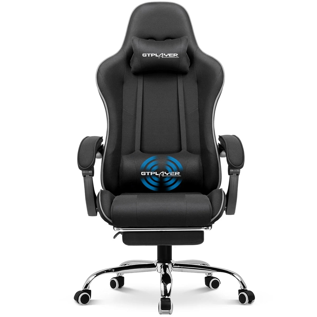 Blue Faux Leather Gaming Chair with Footrest I912728
