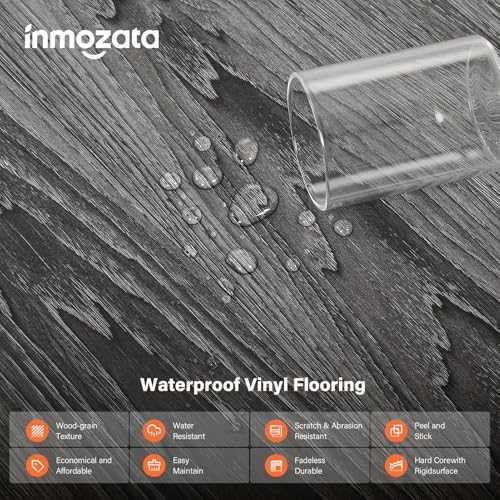 Peel and Stick Waterproof Vinyl Flooring 36-Pack Deep Gray D223