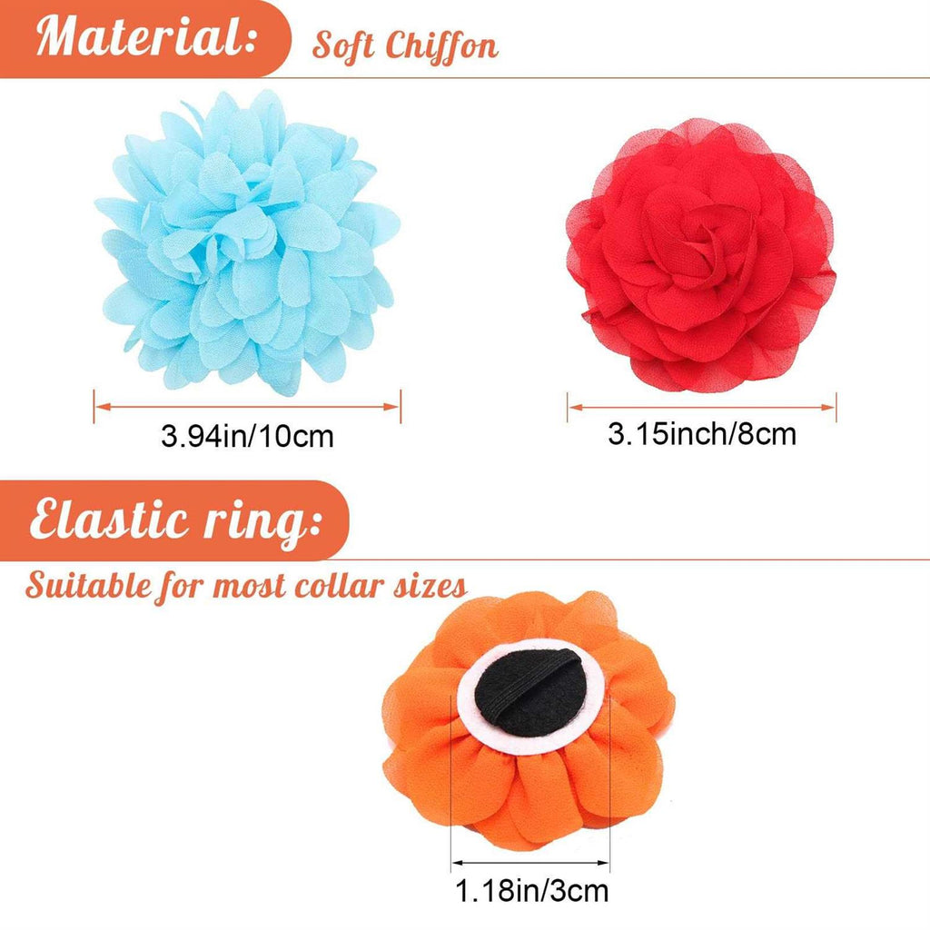 20 Pcs Multi-Color Soft Chiffon Dog Collar Flower Accessory X357144
