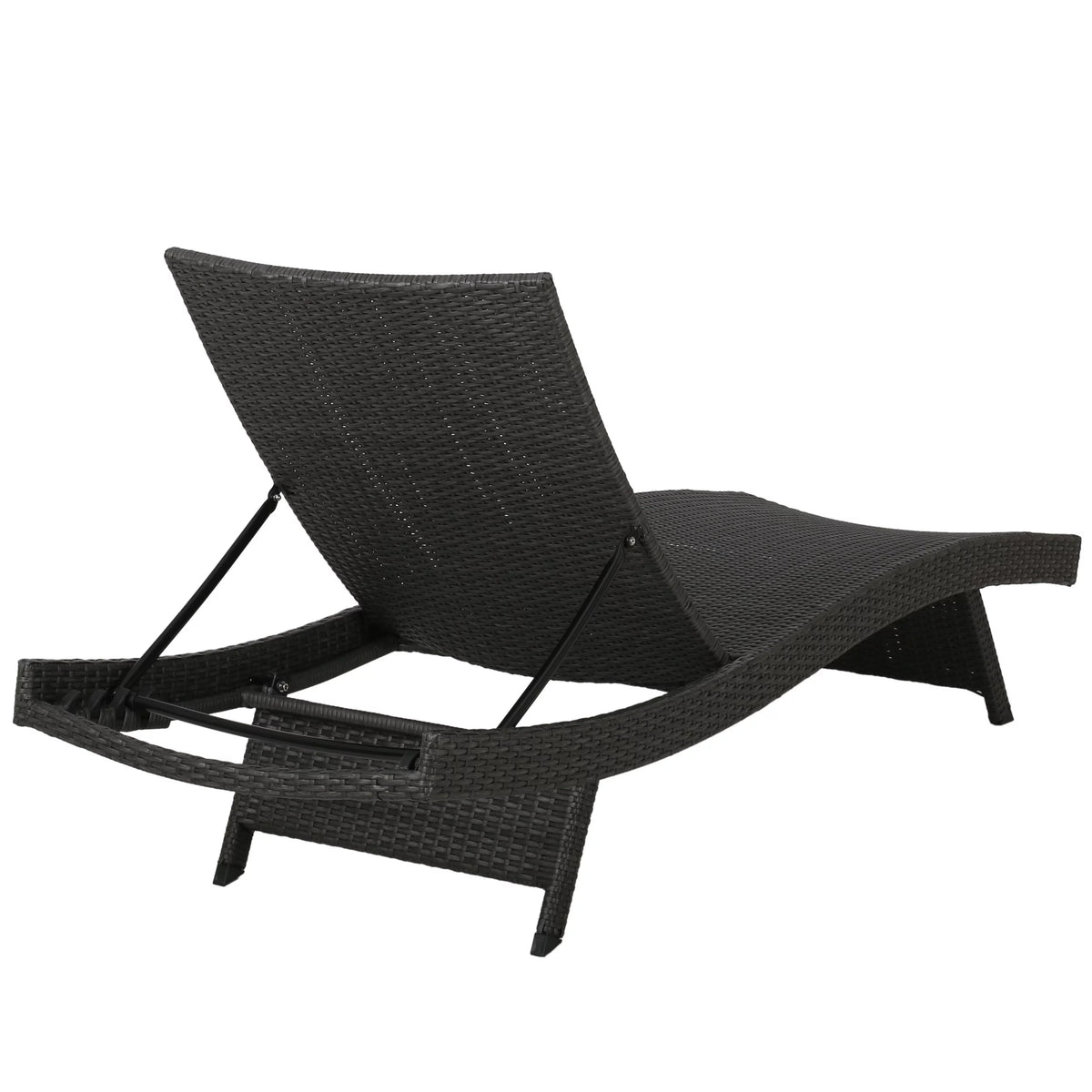 Grey Wicker Adjustable Chaise Lounge Set of 2 F390