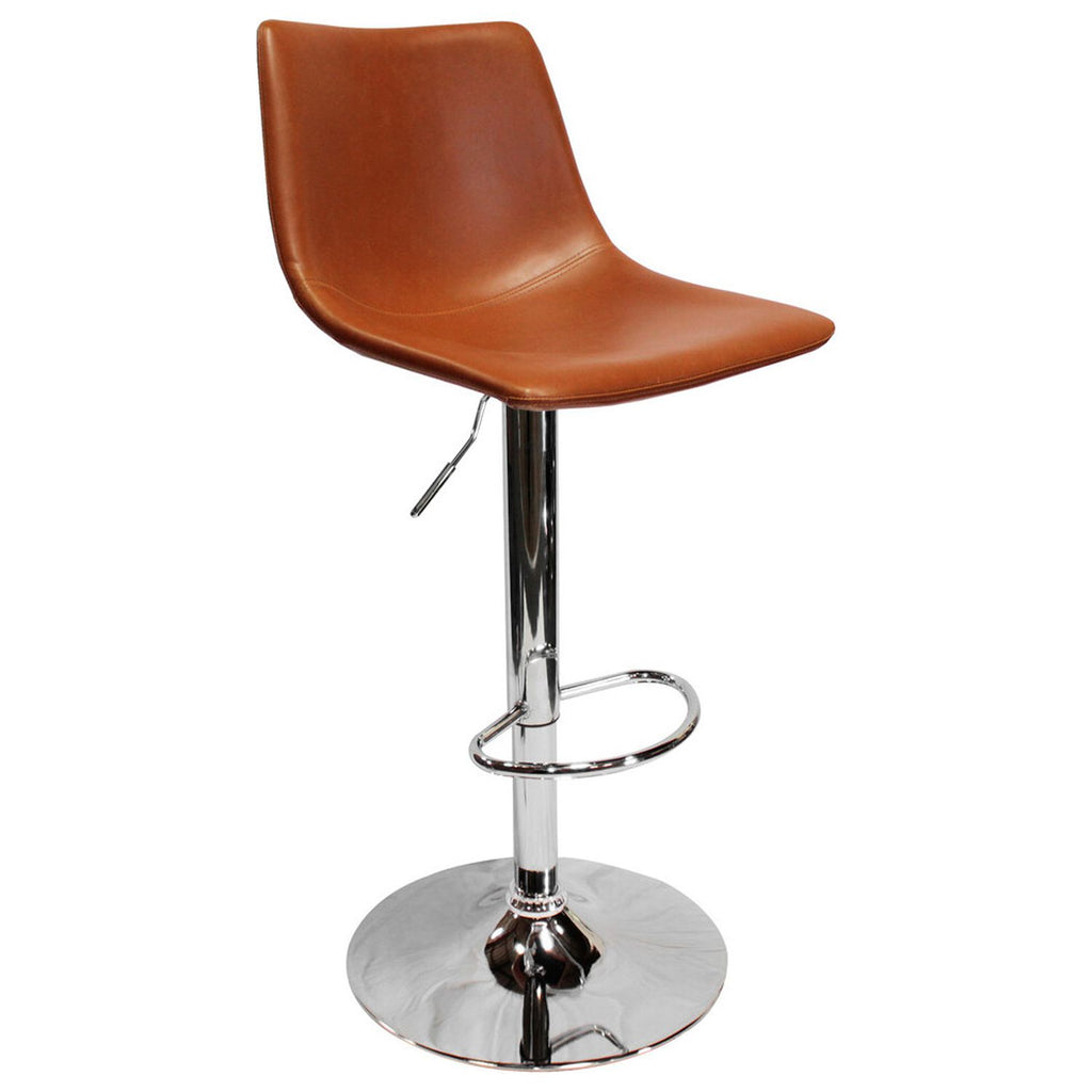 Faux Leather Adjustable Swivel Bar Stool Tan (Set of 2) P6413