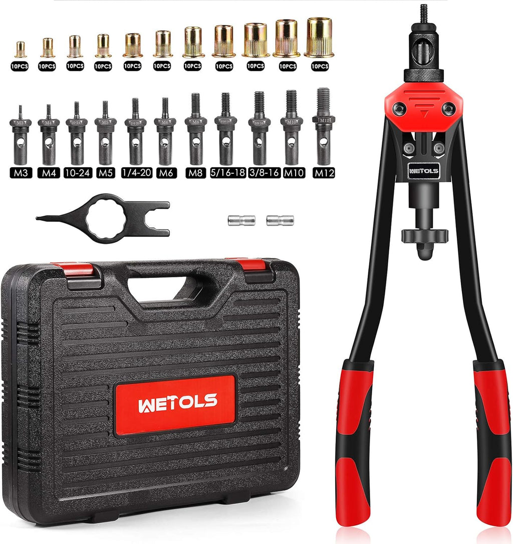 Rivet Nut Tool with 7 Mandrels, 70pcs Rivnuts and Carry Case, Pack of 2 P29330