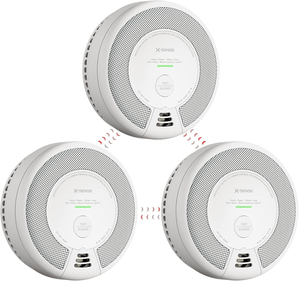 3 Pack Wireless Interconnected Combination Smoke and Carbon Monoxide Detector Q39332