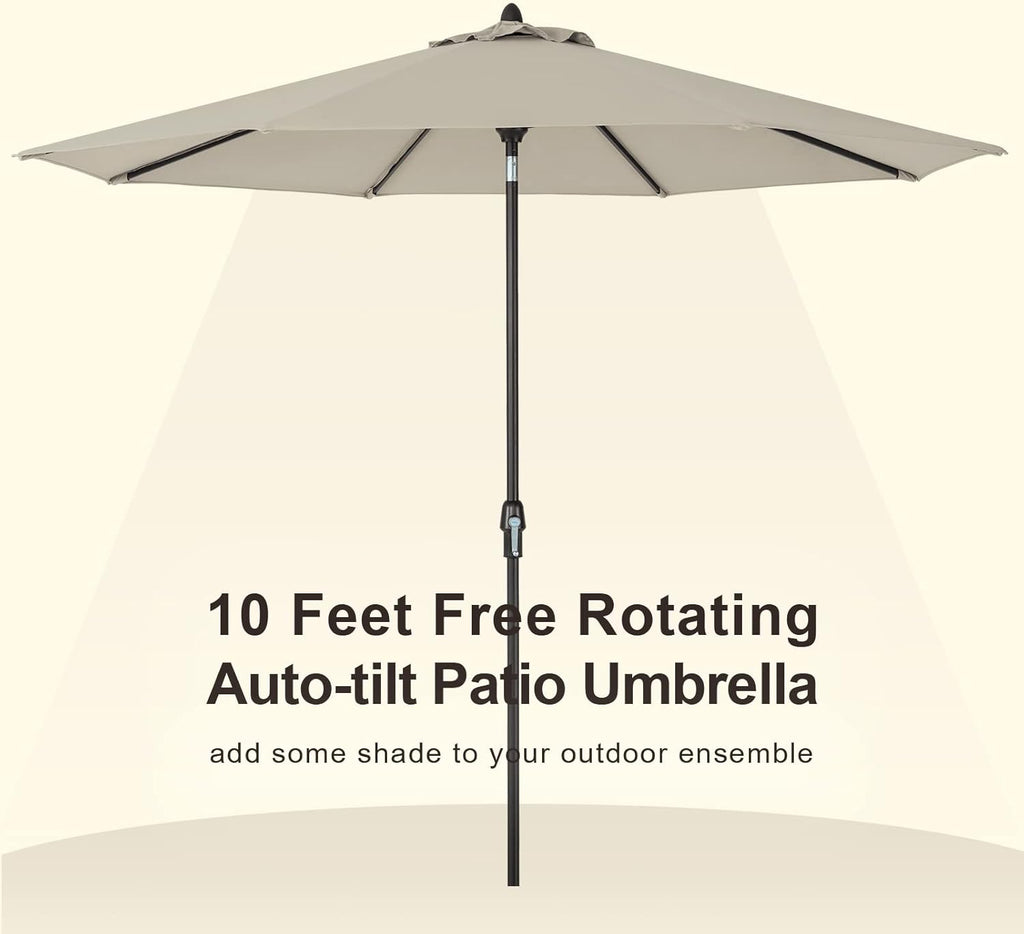 10' Outdoor Market Patio Table Umbrella with Auto Tilt and 360° Swivel, Sunbrella Canopy, Cherry F23009