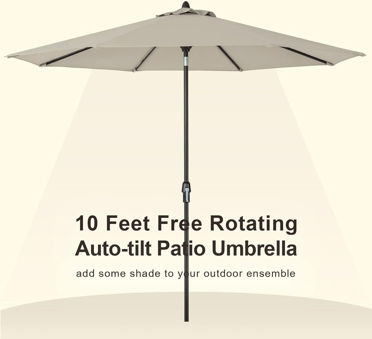 10' Outdoor Market Patio Table Umbrella with Auto Tilt and 360° Swivel, Sunbrella Canopy, Cherry F23009