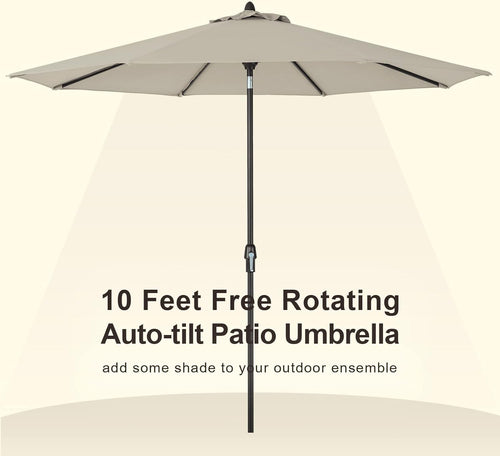 10' Outdoor Market Patio Table Umbrella with Auto Tilt and 360° Swivel, Sunbrella Canopy, Cherry F23009