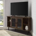 Slate Grey 58 Inch Wood and Glass TV Stand with 2 Cabinet Doors P281