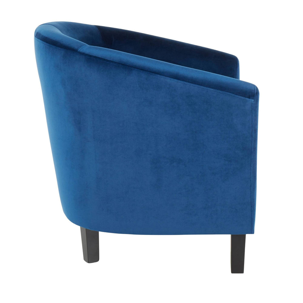 Blue Velvet Accent Chair with Black Wood Legs Y978