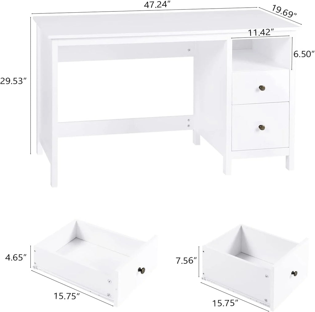 White Writing Desk with Drawers A17854
