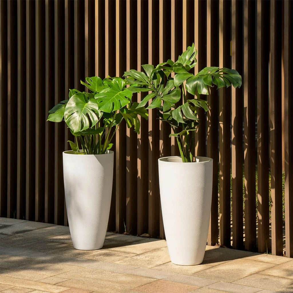 21" Round Tall White Resin Planter D51900