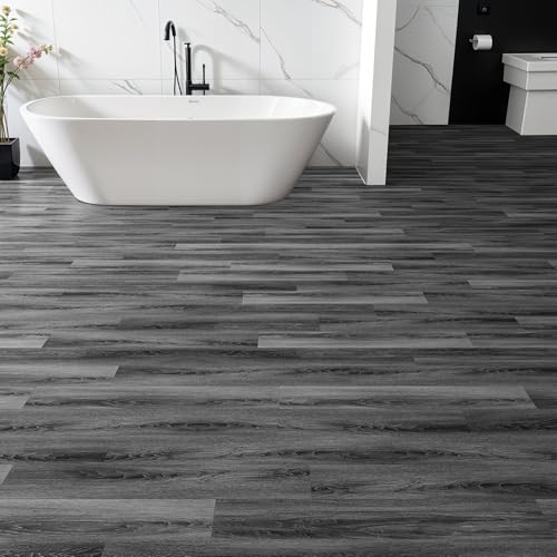Peel and Stick Waterproof Vinyl Flooring 36-Pack Deep Gray D223