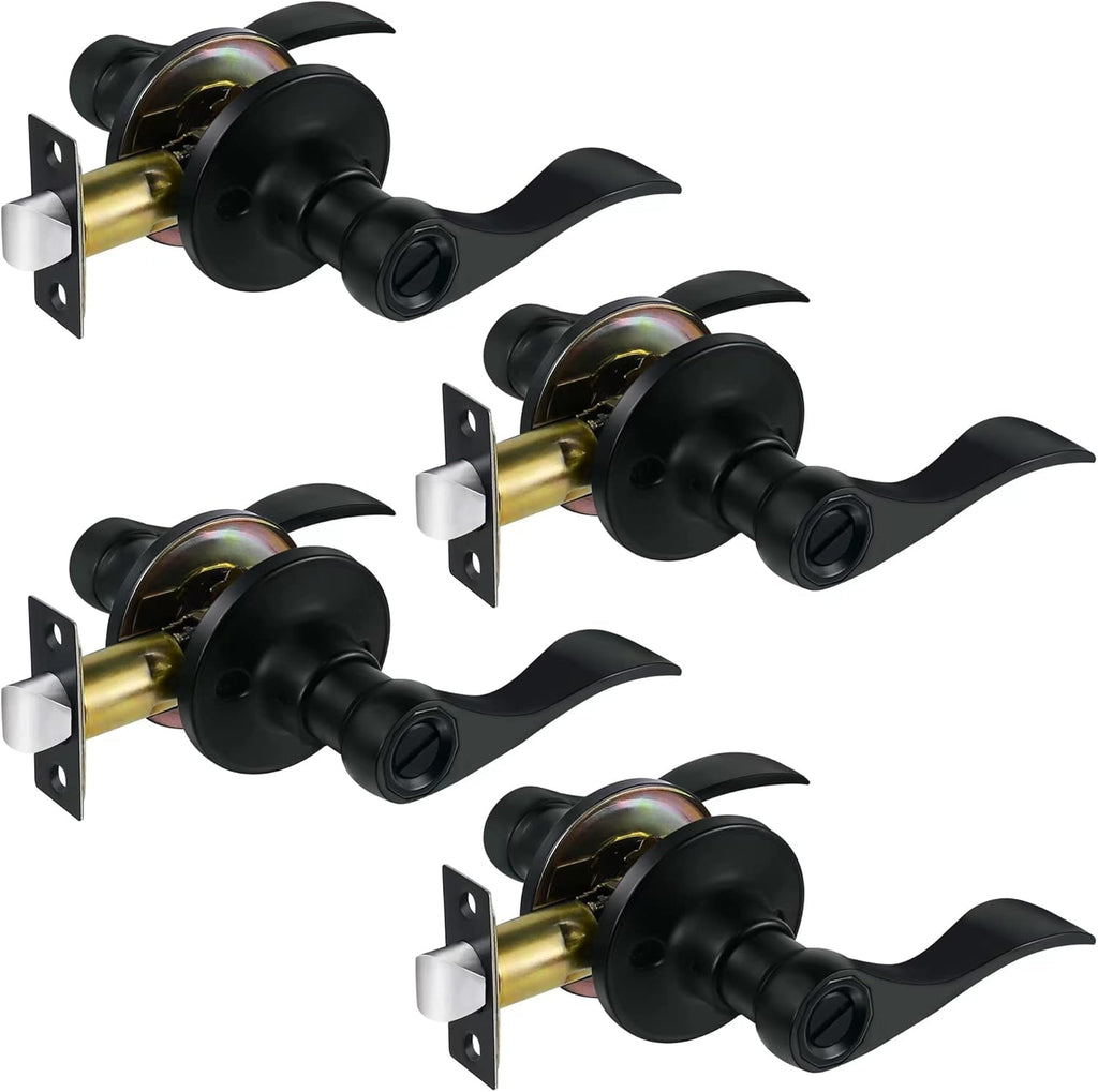 Satin Nickel Privacy Door Lever Handle, Set of 4 Y4389