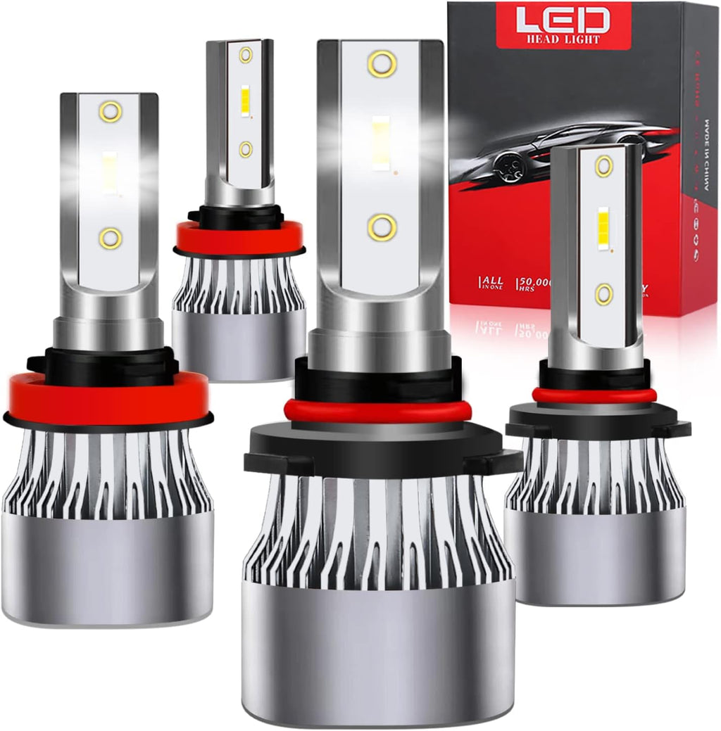 LED Headlight Bulbs Combo 240W 30000LM 6500K Cool White, Pack of 4 Pack of 2 U130