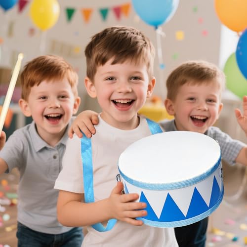 8" Wooden Kids Drum Set with Adjustable Strap and 2 Drumsticks O1273