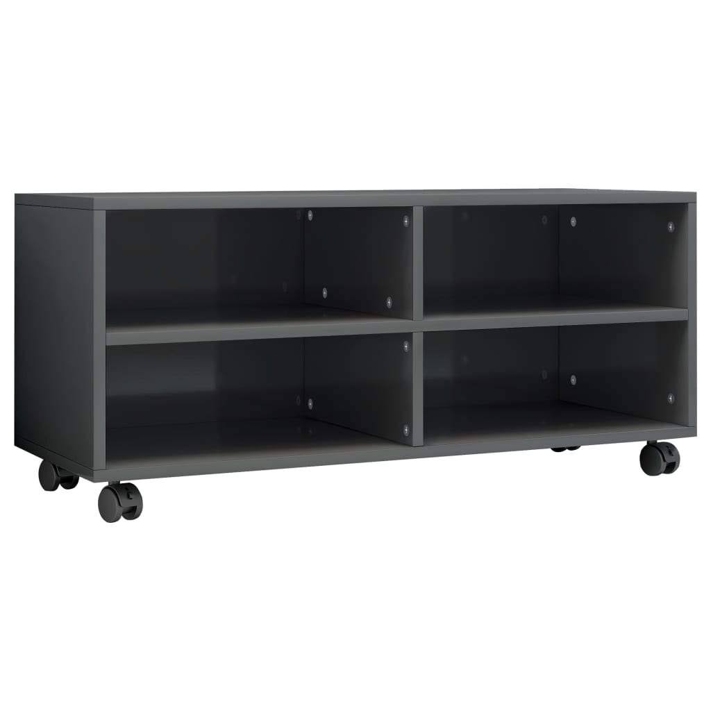 High Gloss Gray TV Cabinet with Castors Chipboard P243
